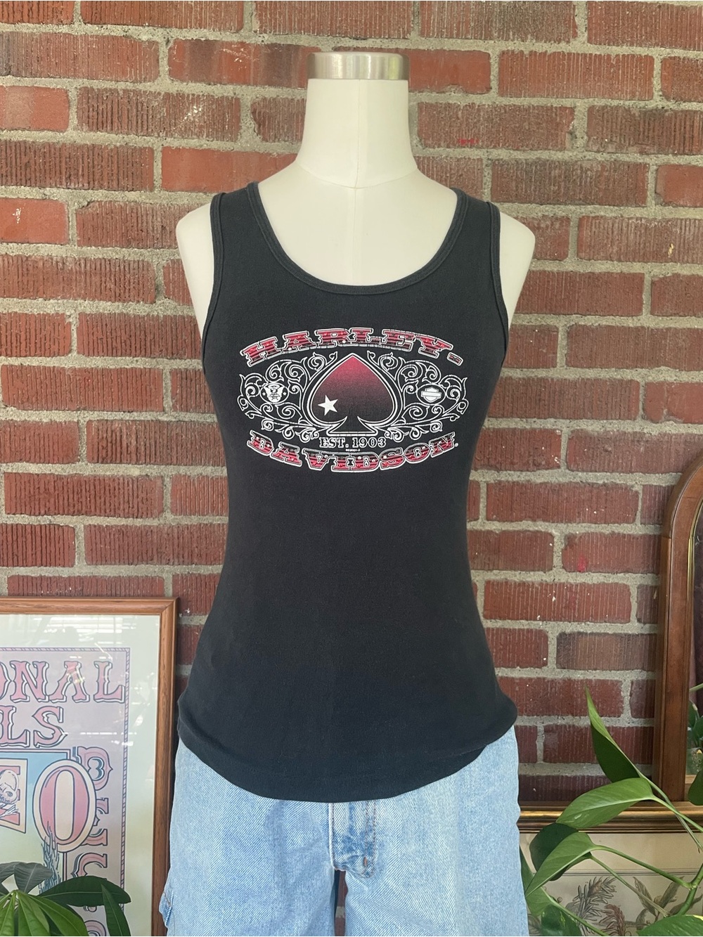 SOLD Harley-Davidson Black Tank with Red & White Graphic - Picture 3 of 4